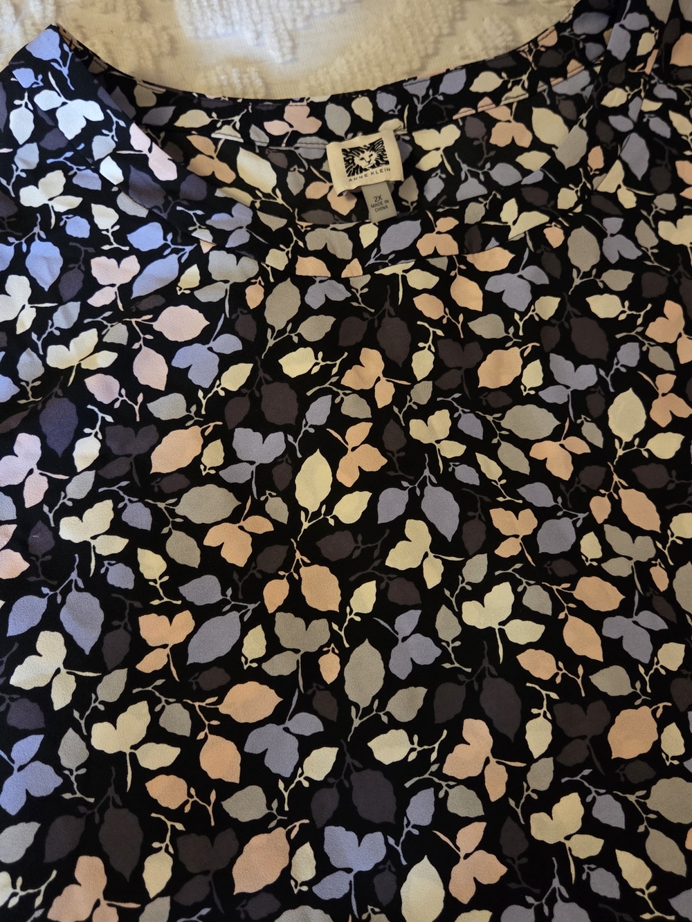 Anne Klein Floral Sleeveless Blouse 2X: Black Workwear Shell Top Plus Size - Picture 9 of 11